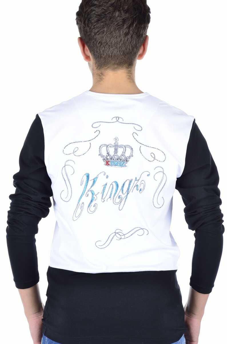 Kingz trendy slim fit v-hals heren skulls sweatshirt Wit