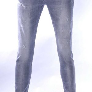 MONTFLEURI hippie gescheurde slim fit stretch heren jeans Grijs