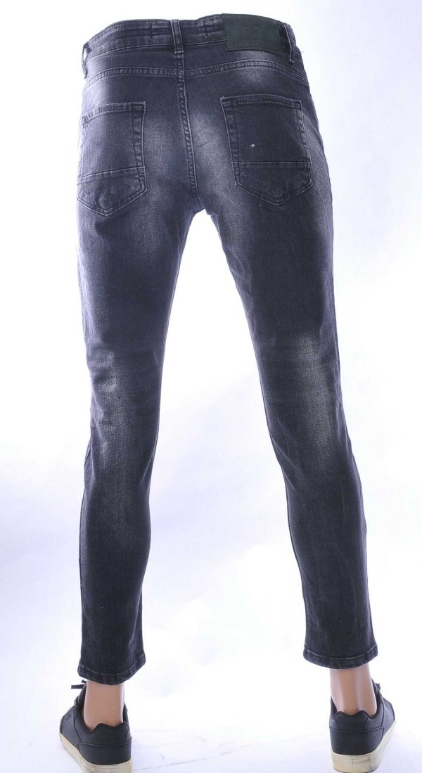 MONTFLEURI hippie gescheurde slim fit stretch heren jeans Zwart