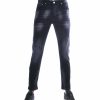 MONTFLEURI Hippie Gescheurde Gewassen Slim Fit Stretch Heren Jeans - Zwart