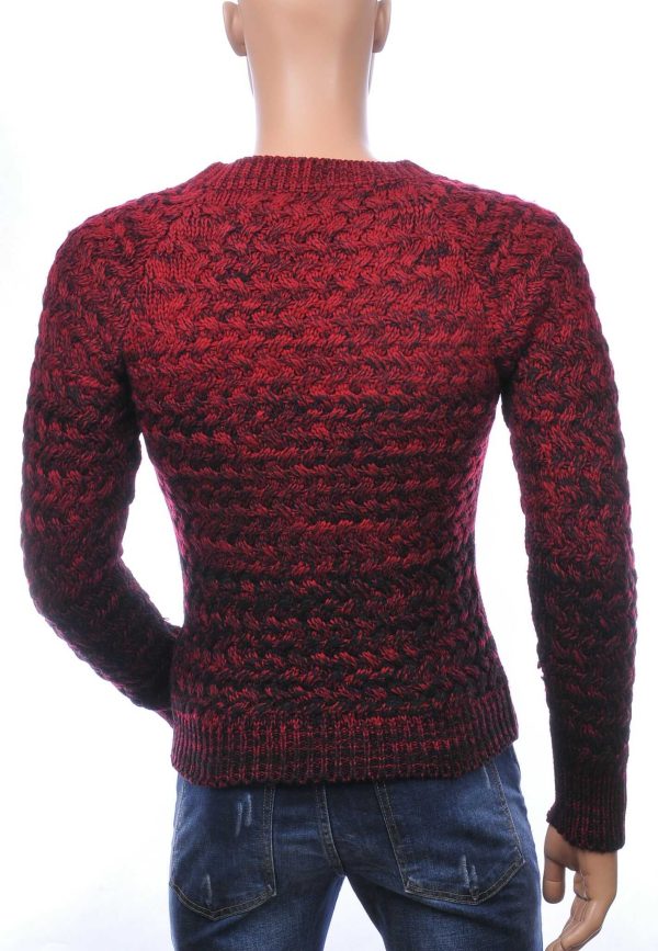 Red Bridge Wolff Blitz Moncler DIOR Philipp Plein PRADA Louis Vuitton GUCCI VERSACE KENZO Dsquared2 Levi's CHASIN G-STAR DOLCE & GABBANA DIESEL PME LEGEND WAM DENIM LACOSTE allover modern dessin grof gebreide ronde hals heren wintertrui Bordeaux