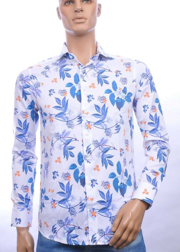ARYA allover bloemen patroon Italiaans getailleerd overhemd Wit
