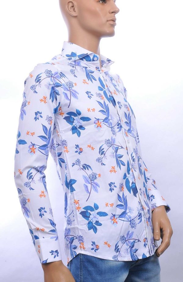 ARYA allover bloemen patroon Italiaans getailleerd overhemd Wit