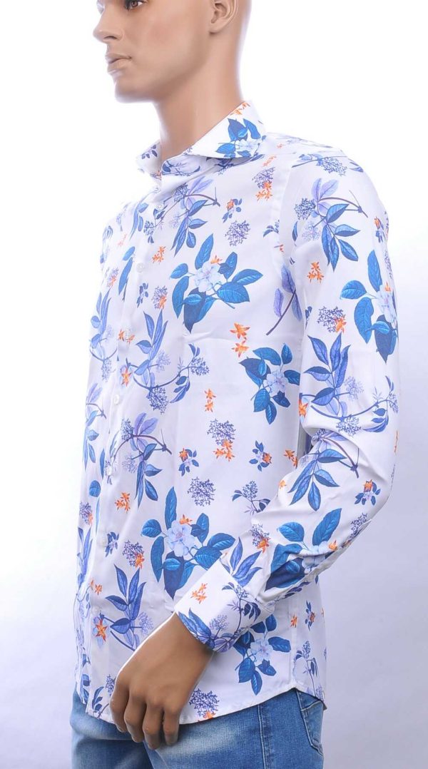 ARYA allover bloemen patroon Italiaans getailleerd overhemd Wit