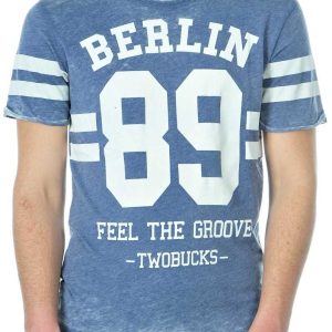 Two Bucks Berlin 89 exclusieve slim fit heren T-Shirt Blauw