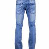 blauwe heren jeans met studs en regular fit pasvorm