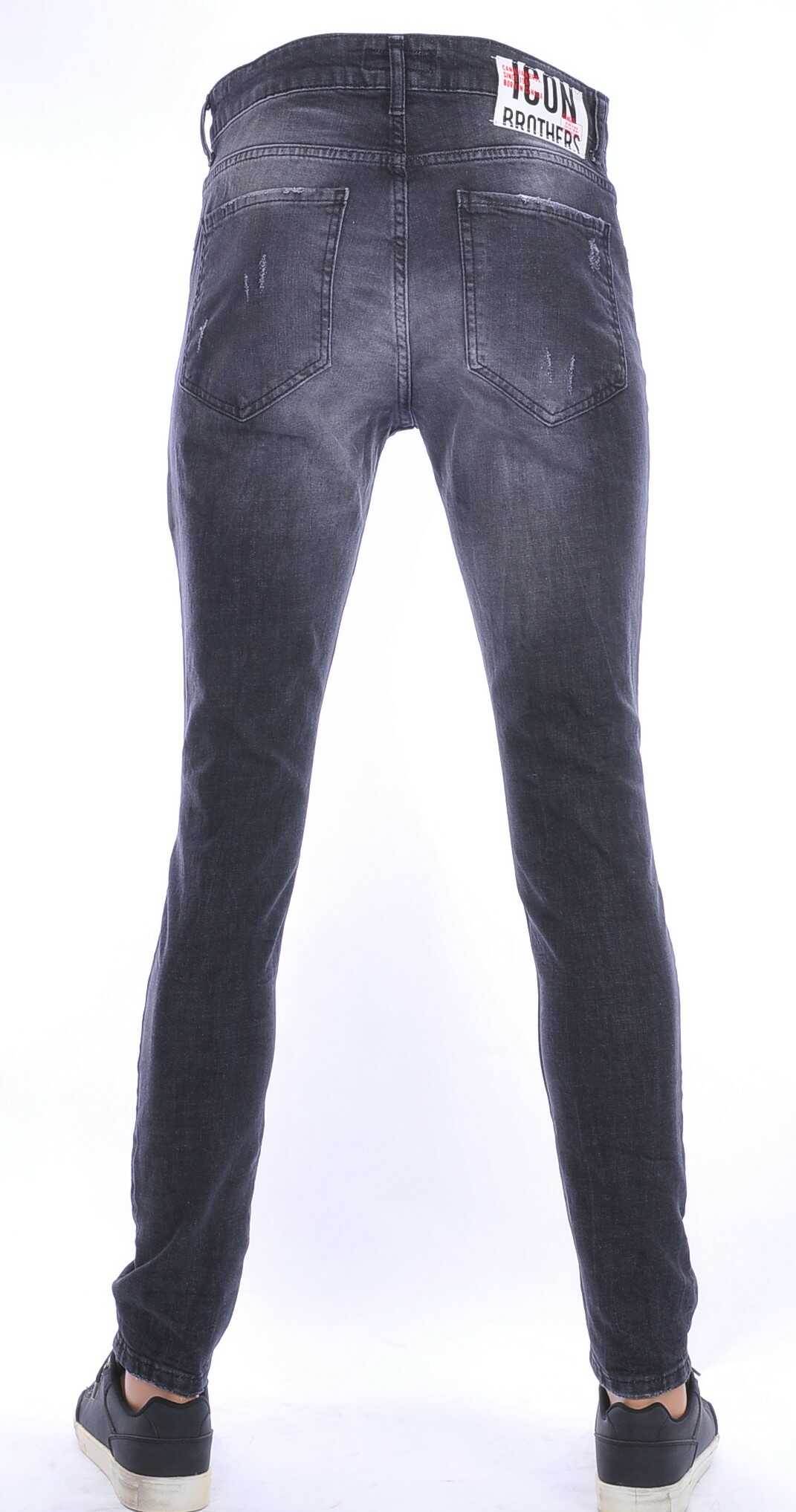 BlackRock trendy gescheurde slim fit heren jeans met verfvlekjes Zwart