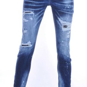 ICON trendy gescheurde slim fit heren jeans Blauw