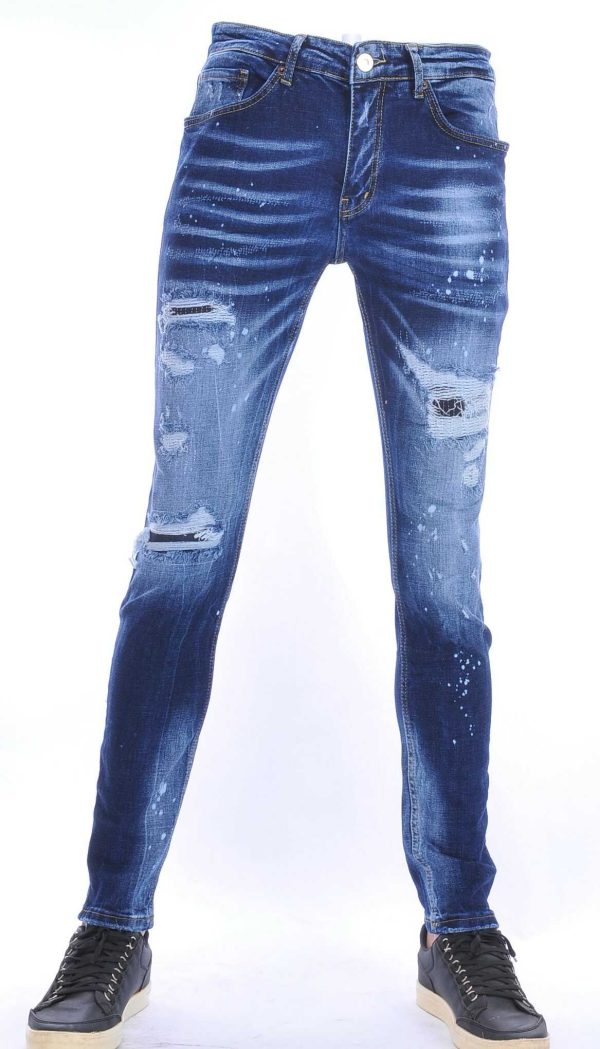 ICON trendy gescheurde slim fit heren jeans Blauw