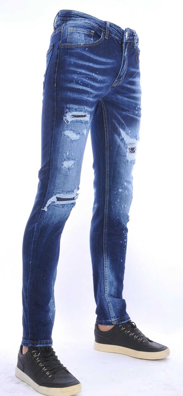 ICON trendy gescheurde slim fit heren jeans Blauw