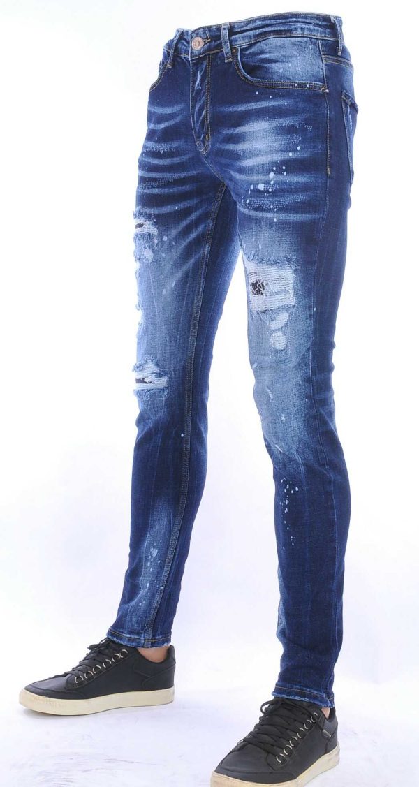 ICON trendy gescheurde slim fit heren jeans Blauw