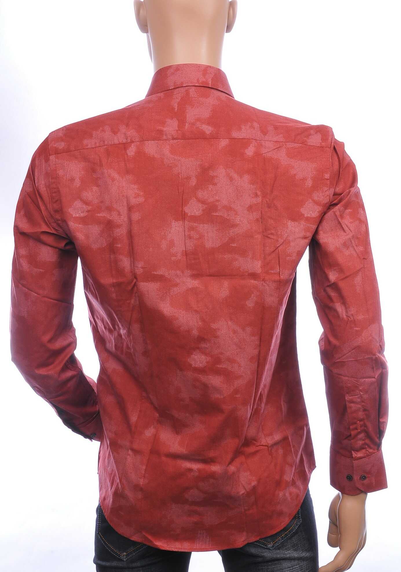 Corrino Italiaanse getailleerd slim fit allover schaduw dessin heren overhemd Bordeaux