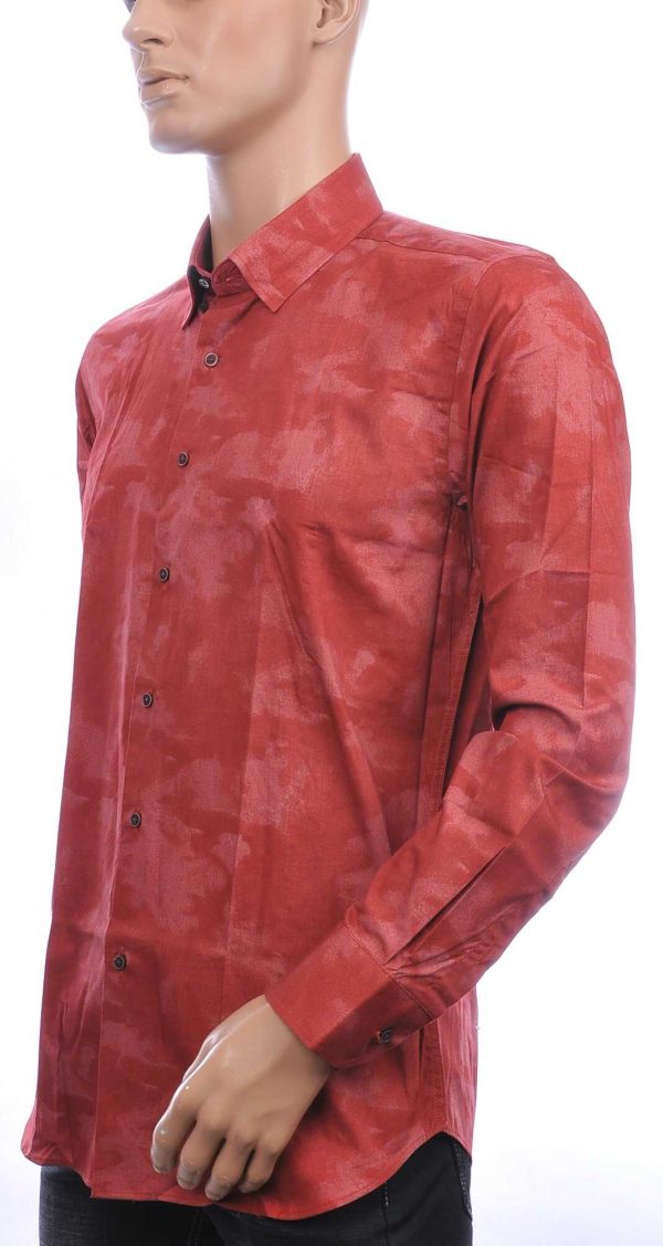 Corrino Italiaanse getailleerd slim fit allover schaduw dessin heren overhemd Bordeaux