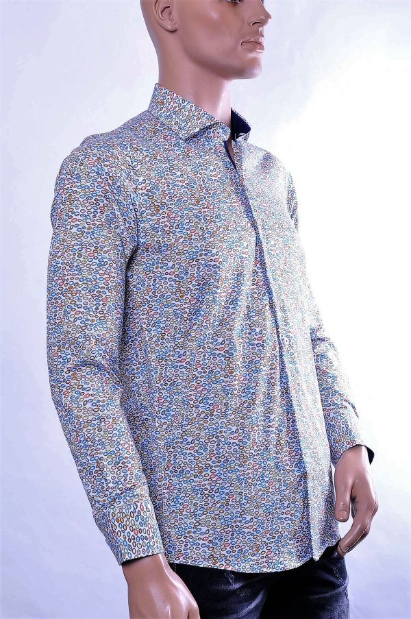 Corrino Wolff Blitz Moncler DIOR Philipp Plein PRADA Louis Vuitton GUCCI VERSACE KENZO Dsquared2 Levi's CHASIN G-STAR DOLCE & GABBANA DIESEL PME LEGEND WAM DENIM LACOSTE trendy regular fit allover modern dessin heren overhemd Wit