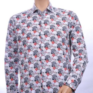 CORRINO slim fit allover modern dessin heren overhemd Wit