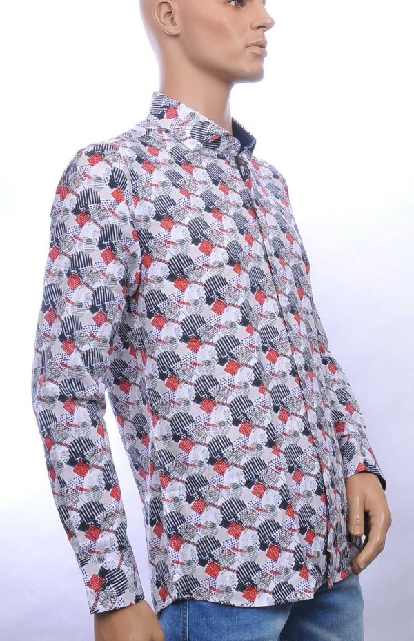 CORRINO slim fit allover modern dessin heren overhemd Wit