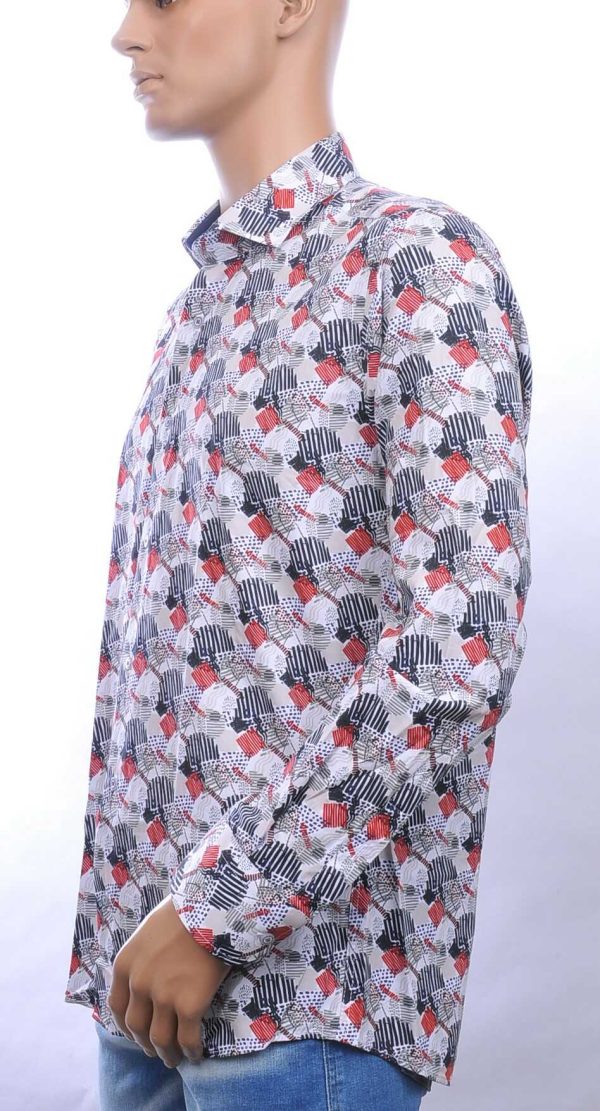 CORRINO slim fit allover modern dessin heren overhemd Wit