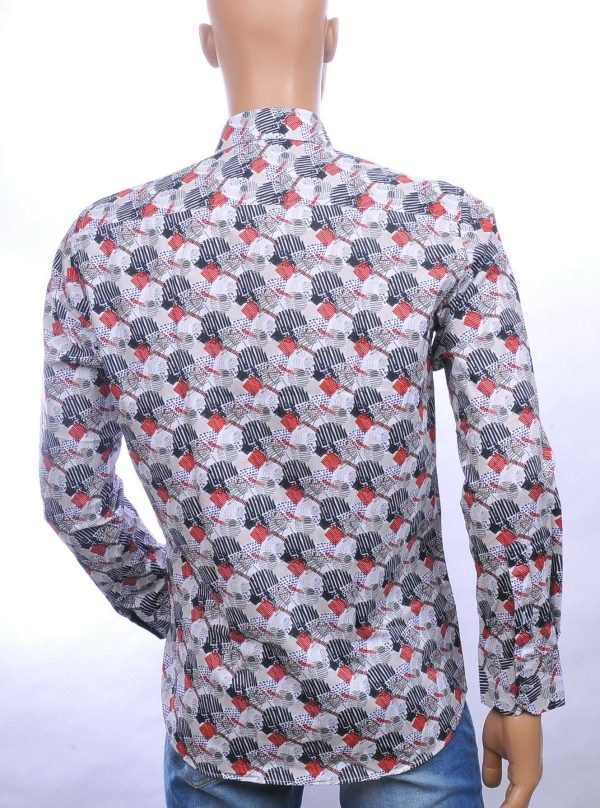 CORRINO slim fit allover modern dessin heren overhemd Wit