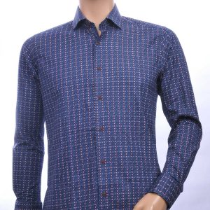CORRINO slim fit allover paisley dessin heren overhemd Navy