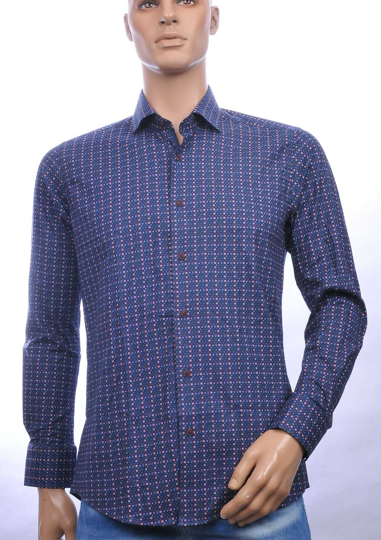 CORRINO slim fit allover paisley dessin heren overhemd Navy