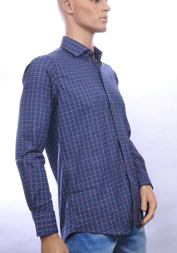 CORRINO slim fit allover paisley dessin heren overhemd Navy