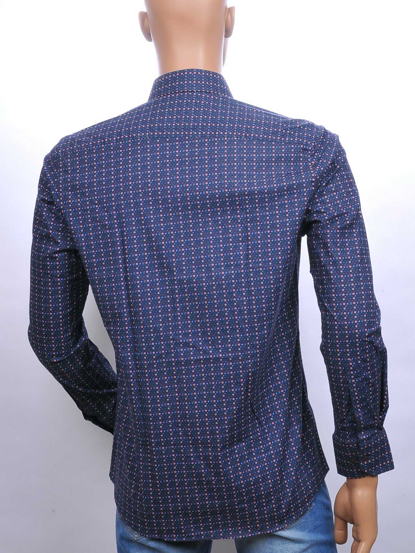 CORRINO slim fit allover paisley dessin heren overhemd Navy