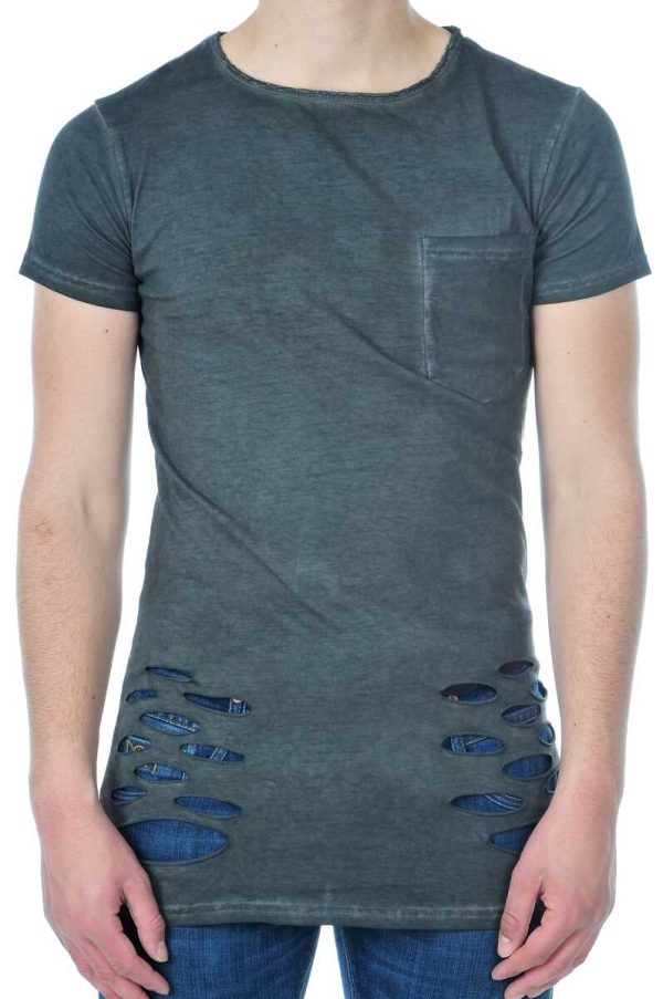 San Tiago exclusieve slim fit lange heren T-Shirt Antraciet