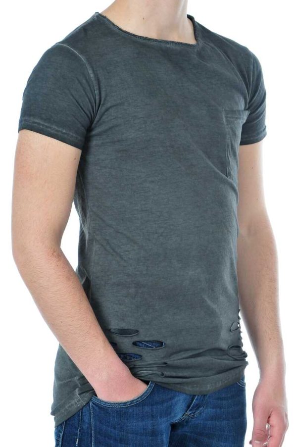 San Tiago exclusieve slim fit lange heren T-Shirt Antraciet