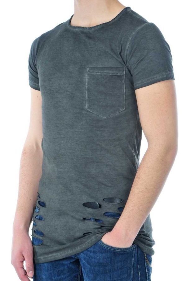 San Tiago exclusieve slim fit lange heren T-Shirt Antraciet