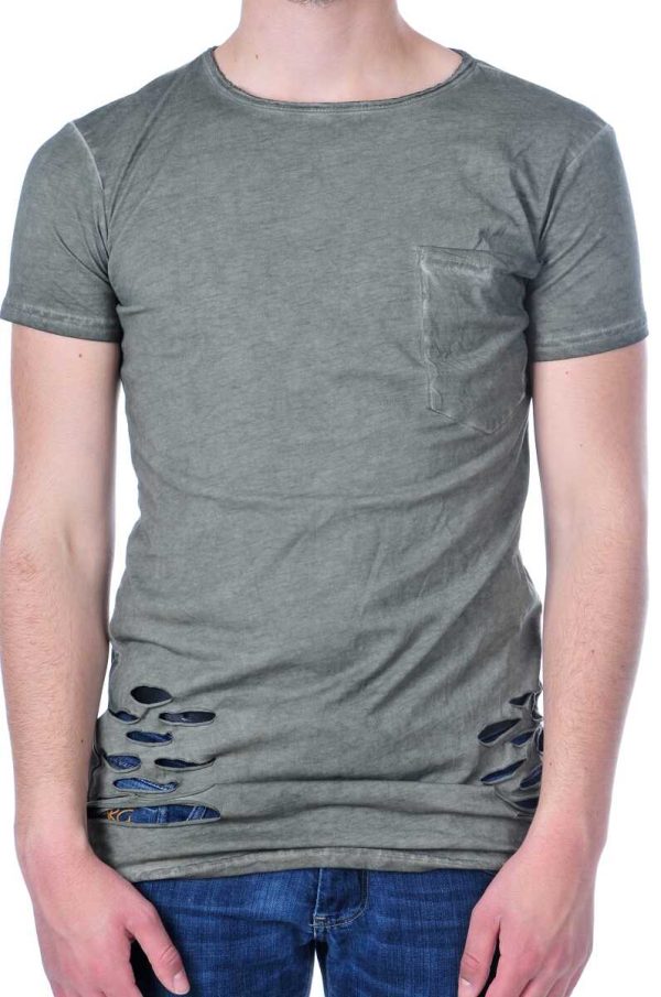 San Tiago exclusieve slim fit lange heren T-Shirt Khaki