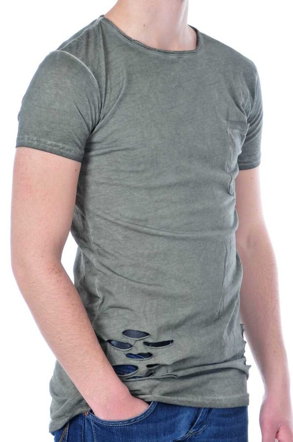 San Tiago exclusieve slim fit lange heren T-Shirt Khaki