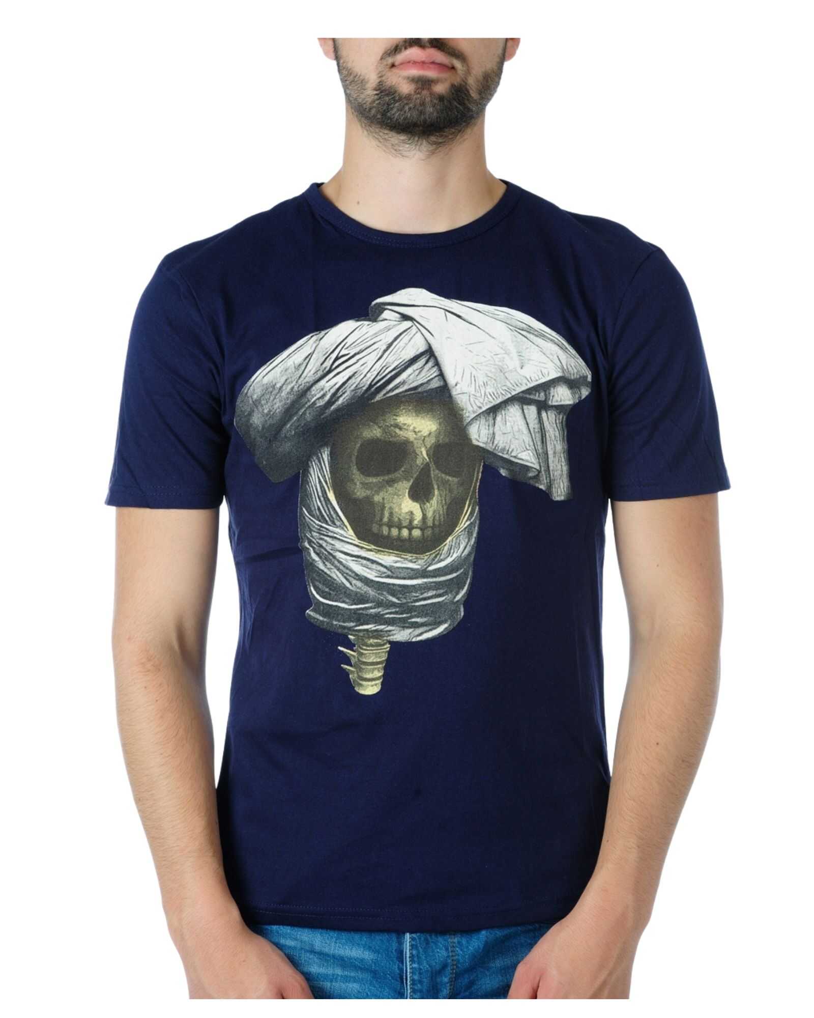 Ricardi heren T-shirt skull donkerblauw met grote print
