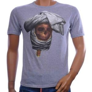 Ricardi heren T-shirt skull grijs met grote print