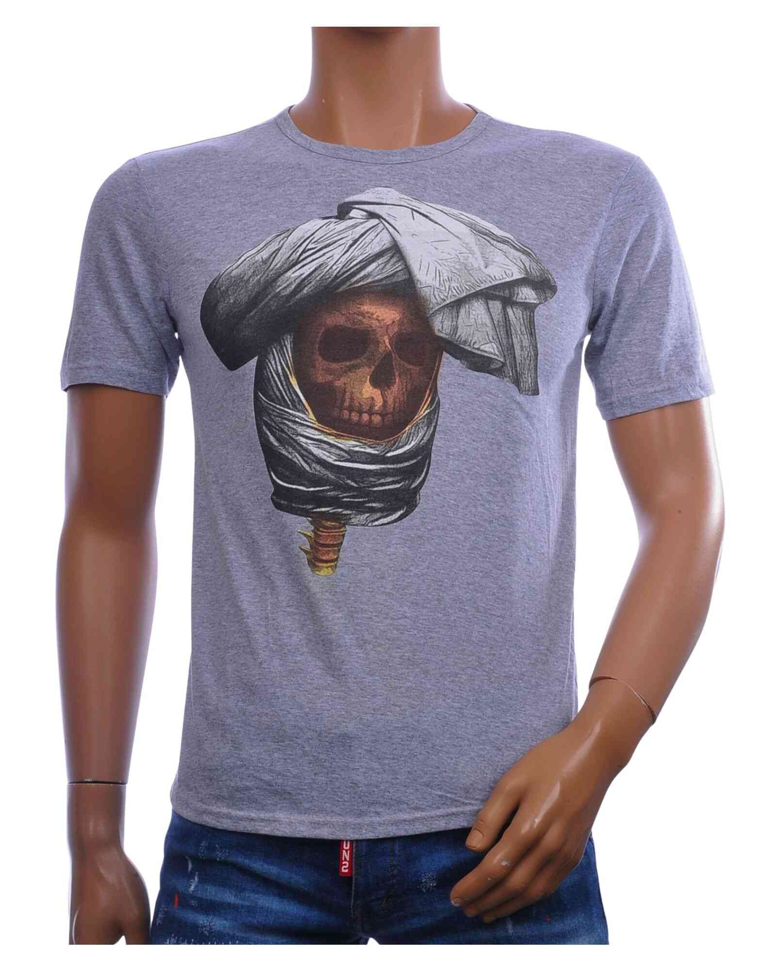Ricardi heren T-shirt skull grijs met grote print