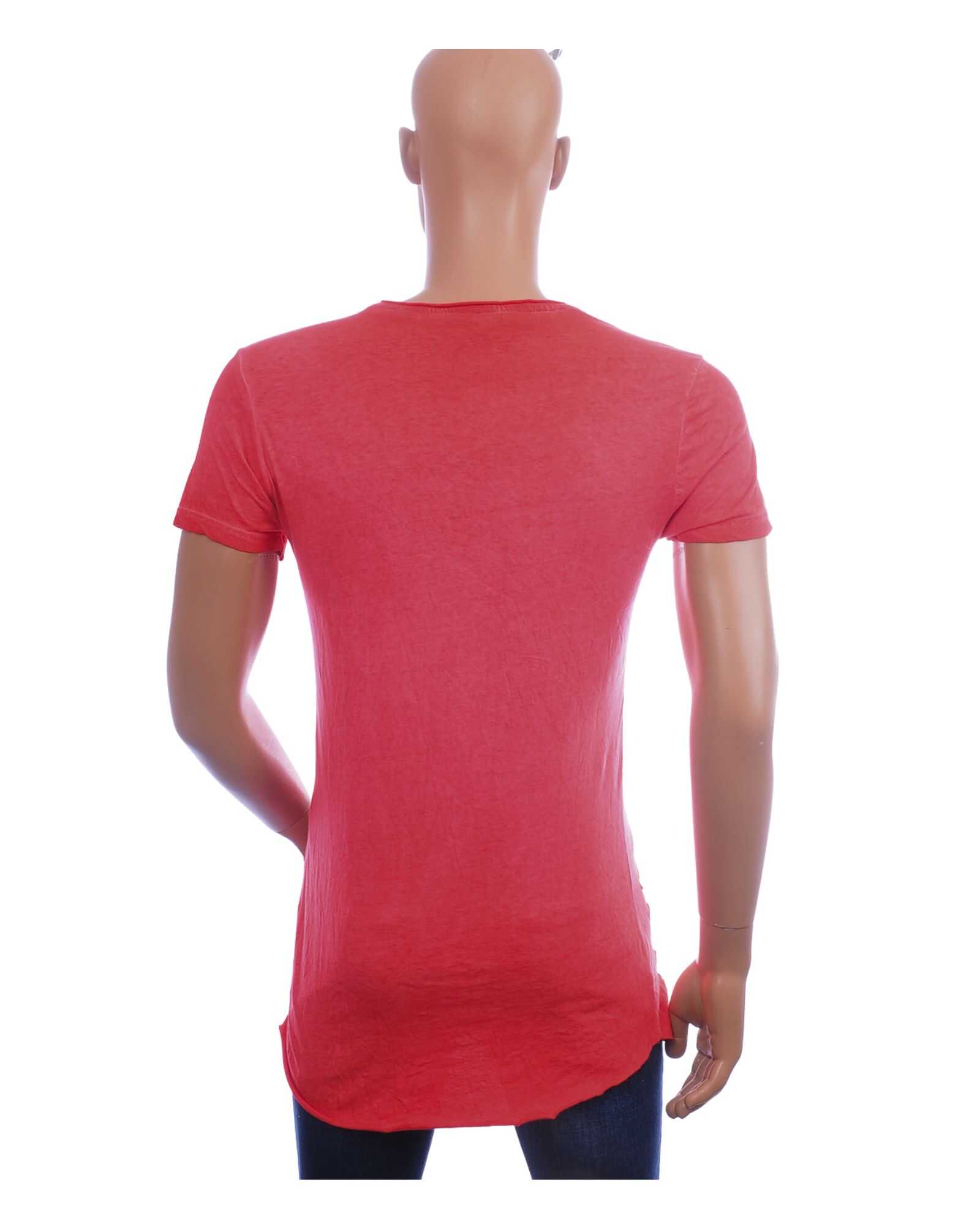 Achterzijde San Tiago longline T-shirt heren oranje extra lang