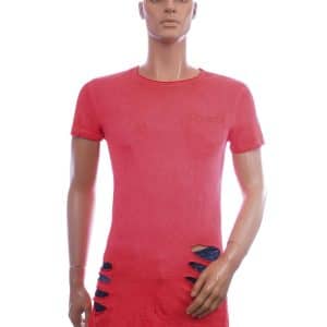 San Tiago longline T-shirt heren oranje met borstzak en vintage look