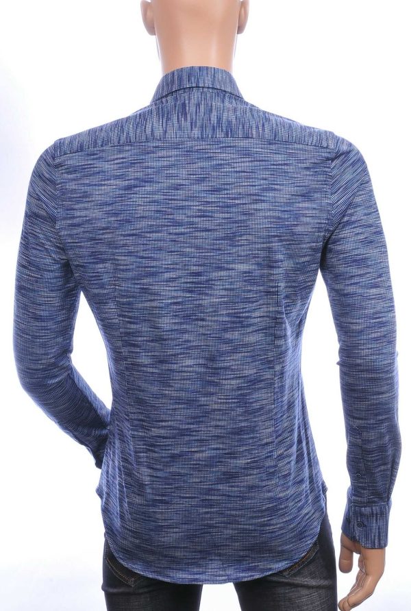 Corrino Italiaanse getailleerd slim fit allover dessin heren overhemd Navy