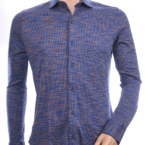 Corrino Italiaanse getailleerd slim fit allover dessin heren overhemd Bruin
