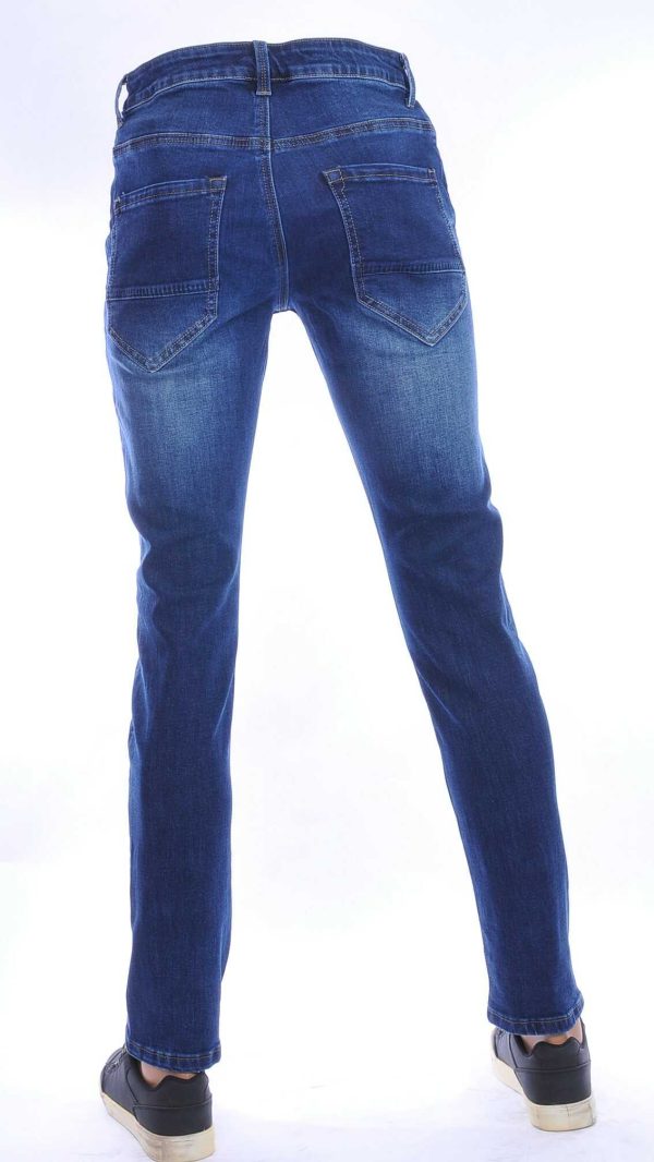 TRUE RISE trendy gewassen slim fit stretch heren jeans Blauw