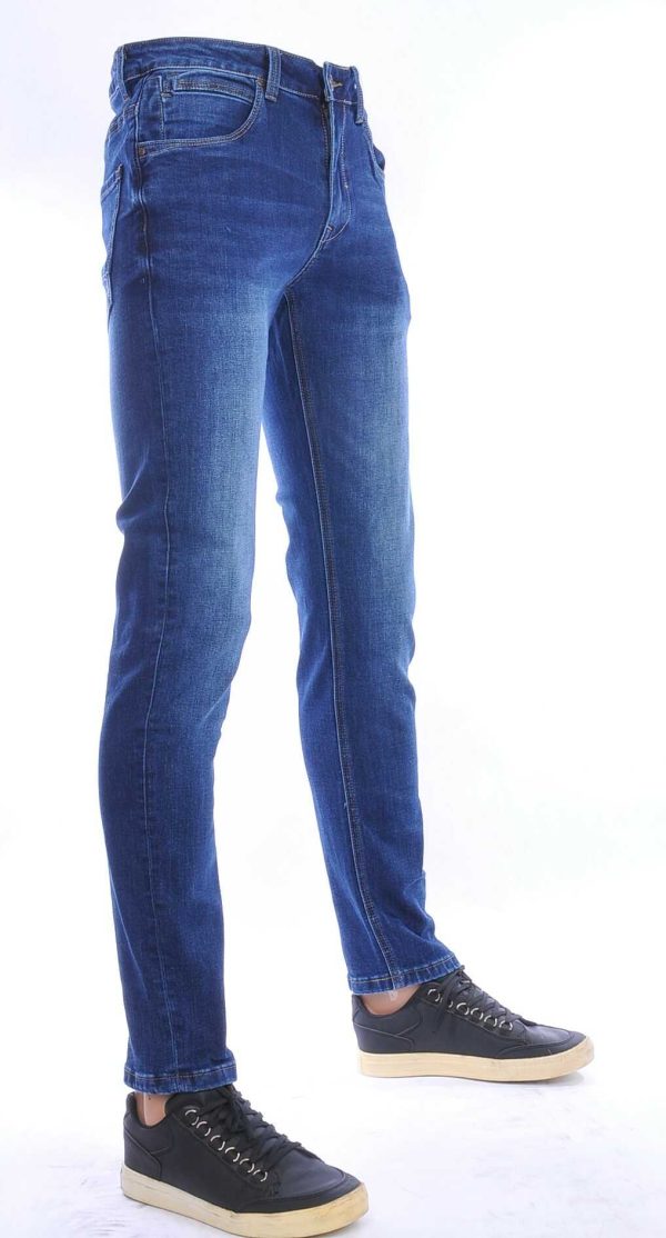 TRUE RISE trendy gewassen slim fit stretch heren jeans Blauw