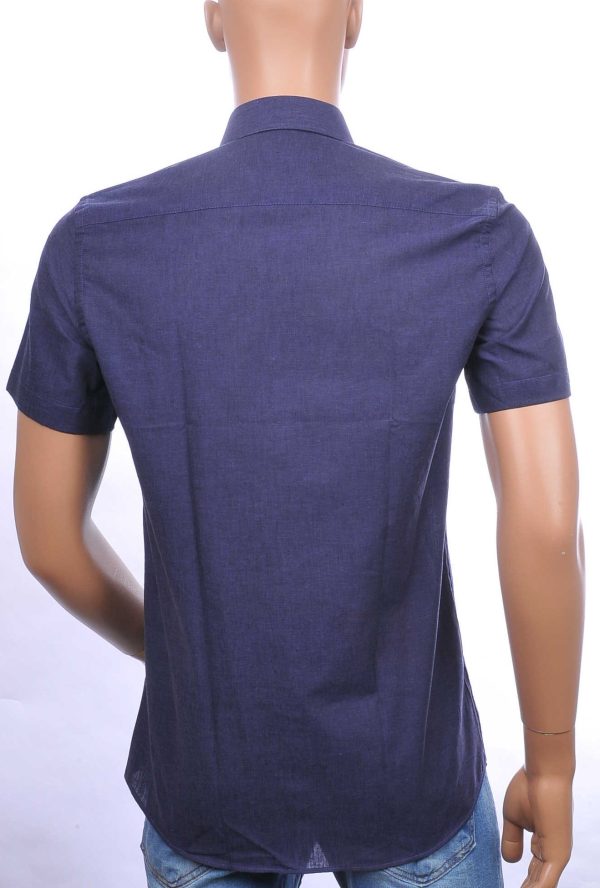 CORRINO slim fit effen kleur heren overhemd met korte mouwen Navy
