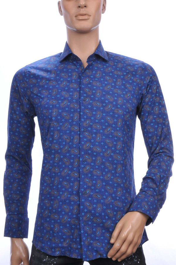 Corrino A Fish Named Fred Wolff Blitz Louis Vuitton GUCCI VERSACE KENZO Dsquared2 Levi's CHASIN G-STAR DOLCE & GABBANA DIESEL PME LEGEND WAM DENIM LACOSTE regular fit allover paisley bloemen dessin heren overhemd met borstzak Navy-Blauw