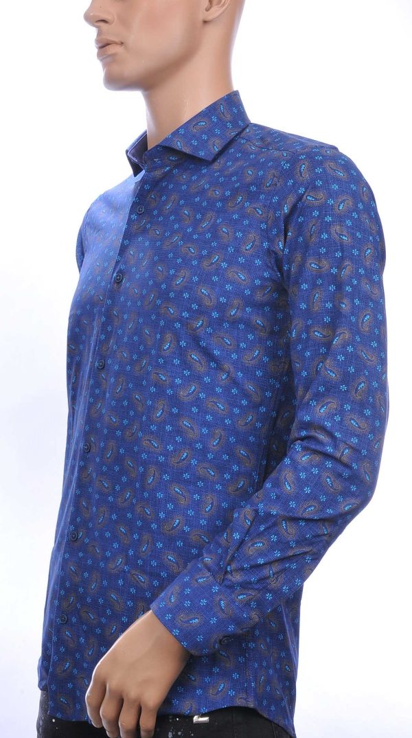 Corrino A Fish Named Fred Wolff Blitz Louis Vuitton GUCCI VERSACE KENZO Dsquared2 Levi's CHASIN G-STAR DOLCE & GABBANA DIESEL PME LEGEND WAM DENIM LACOSTE regular fit allover paisley bloemen dessin heren overhemd met borstzak Navy-Blauw
