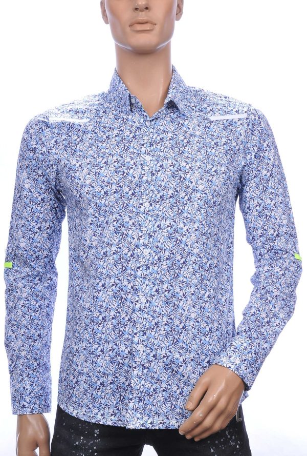 Pazzo OLYMP State of Art Blue Industry A fish named fred Wolff Blitz Moncler DIOR Philipp Plein PRADA Louis Vuitton GUCCI VERSACE KENZO Dsquared2 Levi's CHASIN G-STAR DOLCE & GABBANA DIESEL PME LEGEND WAM DENIM LACOSTE trendy allover modern dessin heren overhemd Blauw