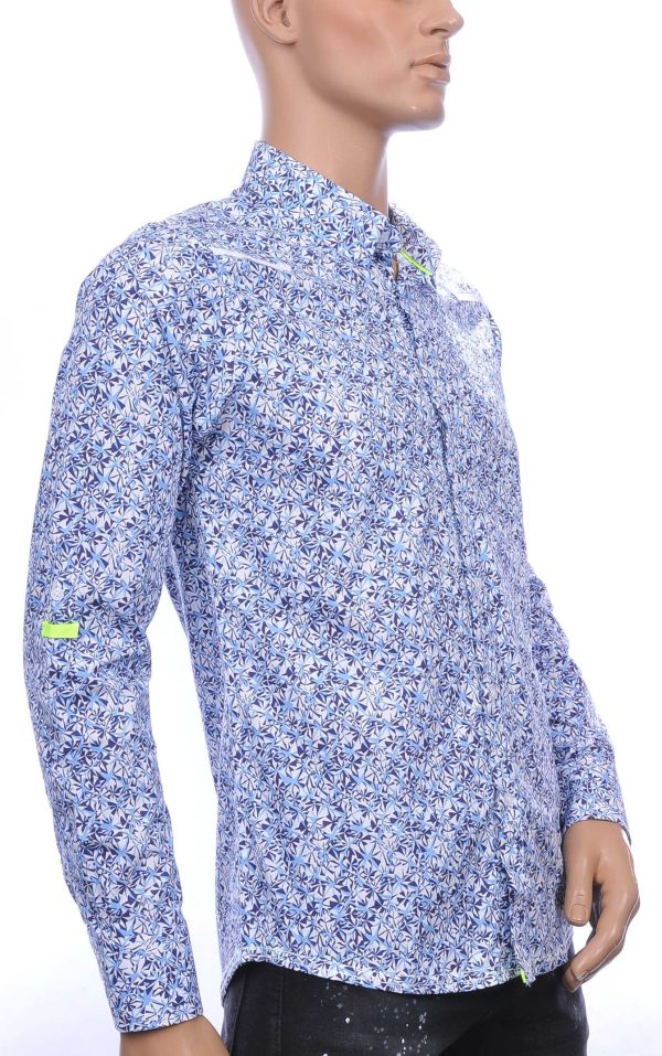 Pazzo OLYMP State of Art Blue Industry A fish named fred Wolff Blitz Moncler DIOR Philipp Plein PRADA Louis Vuitton GUCCI VERSACE KENZO Dsquared2 Levi's CHASIN G-STAR DOLCE & GABBANA DIESEL PME LEGEND WAM DENIM LACOSTE trendy allover modern dessin heren overhemd Blauw