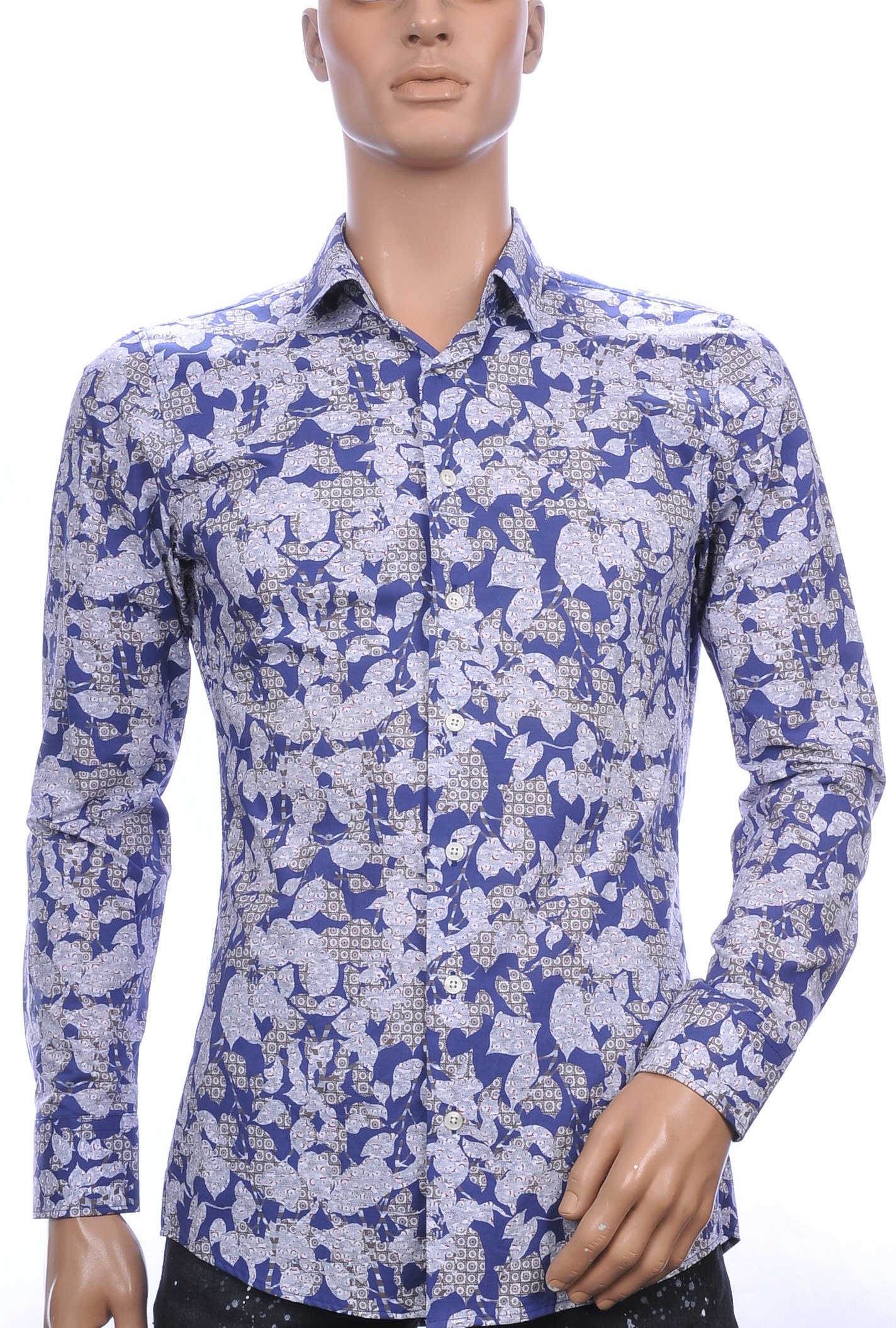 Plusninety OLYMP State of Art Blue Industry A fish named fred Wolff Blitz Moncler DIOR Philipp Plein PRADA Louis Vuitton GUCCI VERSACE KENZO Dsquared2 Levi's CHASIN G-STAR DOLCE & GABBANA DIESEL PME LEGEND WAM DENIM LACOSTE trendy modern fit heren overhemd met funky dessin Navy