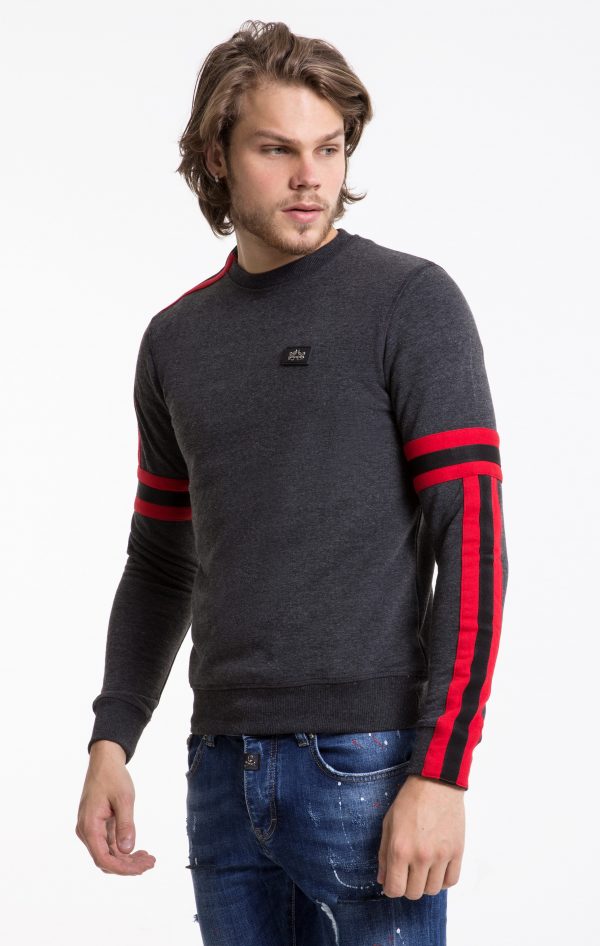 Pascucci trendy ronde hals heren sweatshirt, P017 Antraciet