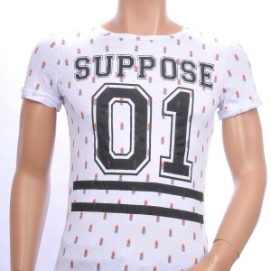 Young & Rich SUPPOSE trendy slim fit allover ananas print heren T-Shirt Wit