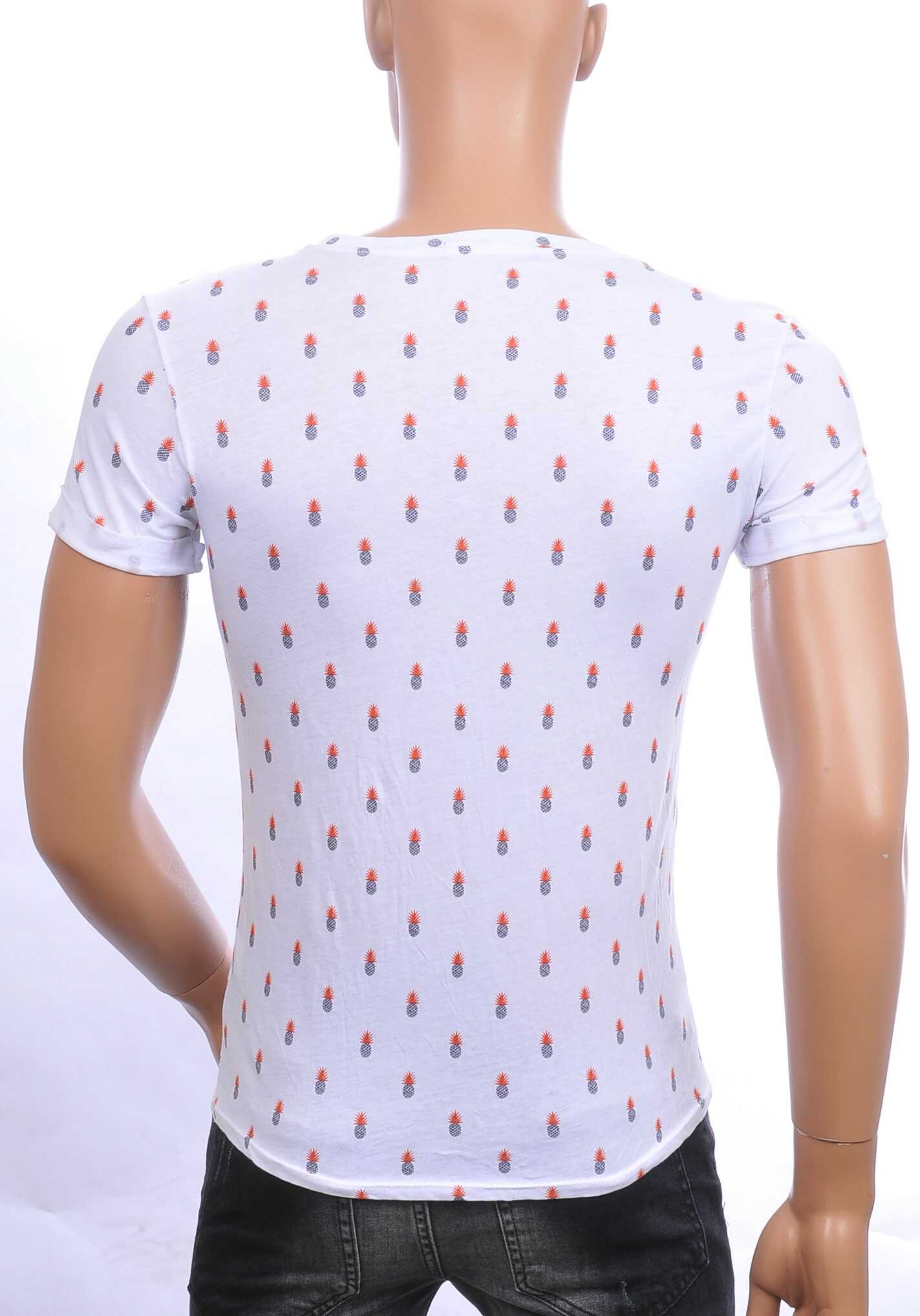 Young & Rich SUPPOSE trendy slim fit allover ananas print heren T-Shirt Wit