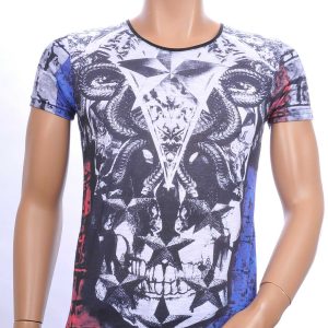 Young & Rich trendy allover modern motieven print heren skull T-Shirt Zwart